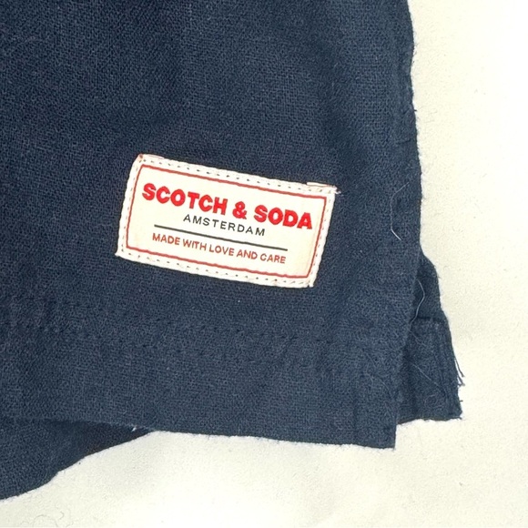 Scotch & Soda Men’s Linen Blend Navy Short Sleeve Shirt Size XL - Picture 8 of 13